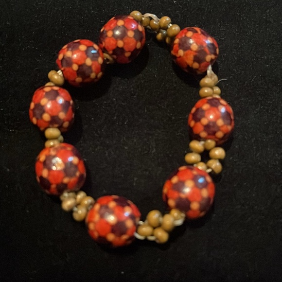 Beaded Brown, Orange, & Tan Stretchy Bracelet - Picture 3 of 17